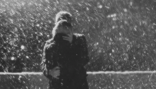 Couple Kissing Snowfall GIF
