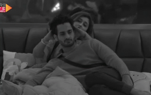 Couple Laying on Bed Black and White RS