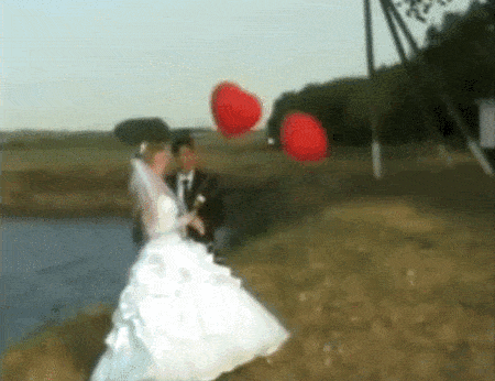 Couple Love Heart Balloons GIF
