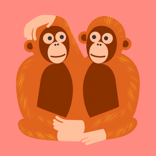 two cartoon monkeys kissing
