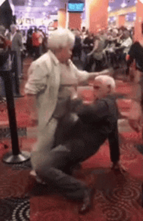 Couple Old Man Dancing Wife Casino GIF