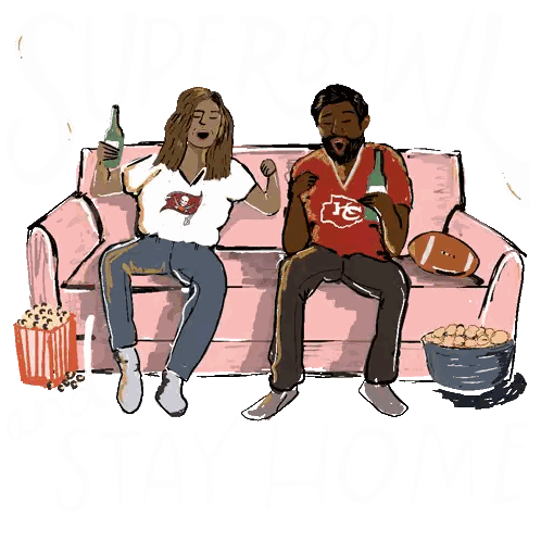 Couple Watching Super Bowl