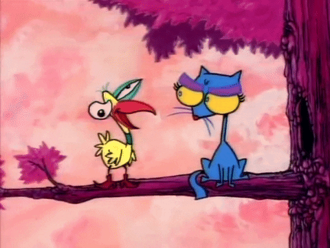 Courage The Cowardly Dog Sitting With Birdy GIF