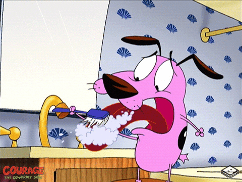 Courage The Cowardly Dog Brushing Teeth GIF