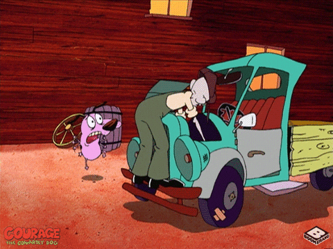 Courage The Cowardly Dog Fixing The Car GIF