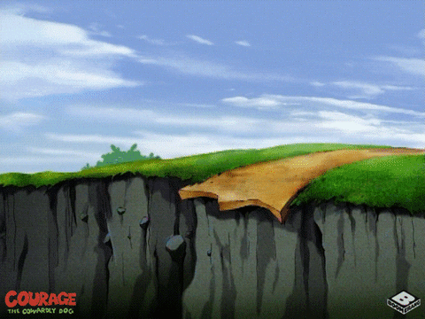 Courage The Cowardly Dog Car Driving Off Cliff GIF