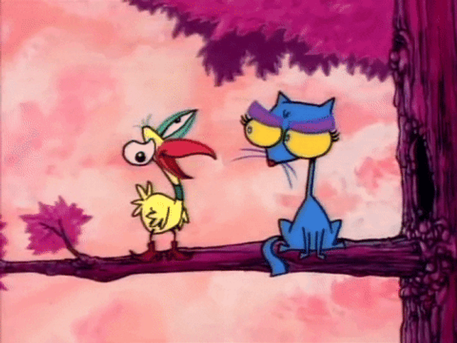 Courage The Cowardly Dog Sitting With Birdy GIF