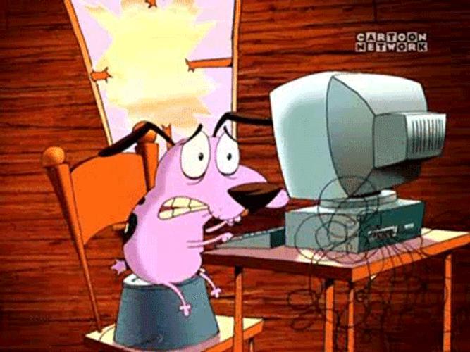 Courage The Cowardly Dog Typing In The Computer GIF