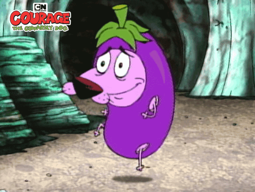 Courage the Cowardly Dog with Purple Eggplant