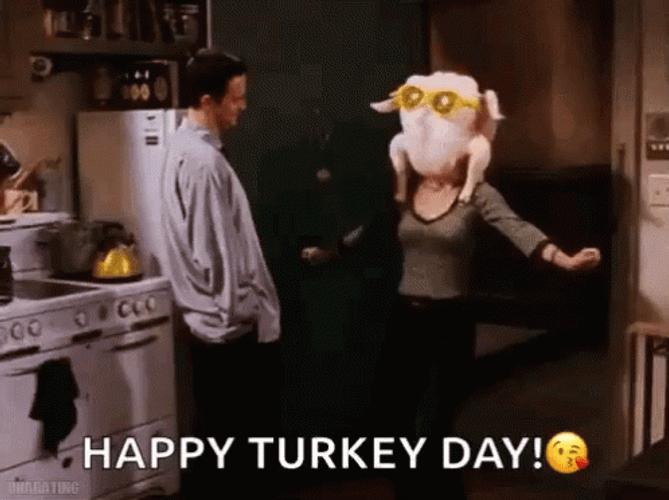 Courteney Cox Turkey On Head Happy Turkey Day GIF