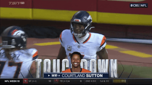 Courtland Sutton Smiling On CBS Football GIF