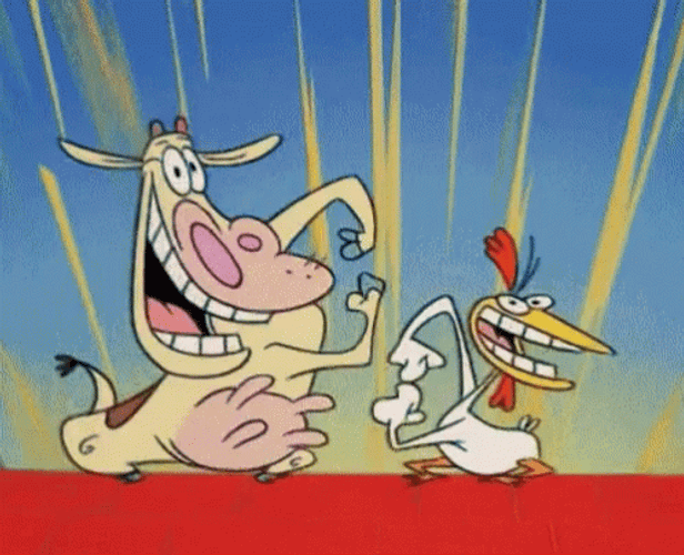 Cow And Chicken Happy Dance GIF