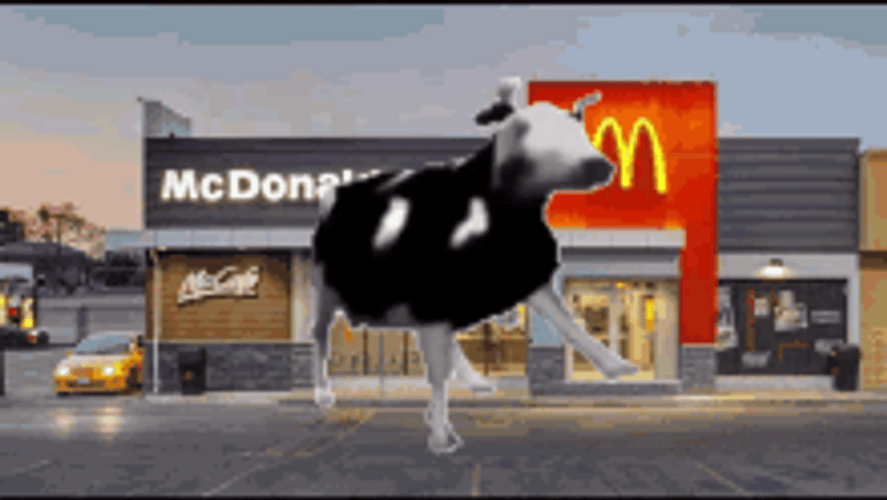 Cow Dancing In Front Of Mcdonald's GIF