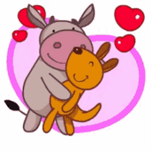 Cow Dancing Romantically With Dog Animation GIF