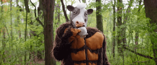 Cow Drinking Coffee GIF