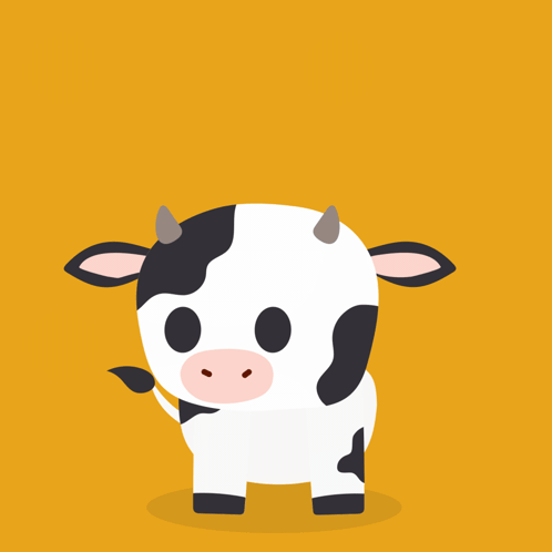 Cow with Horns Says What's That on Yellow Background