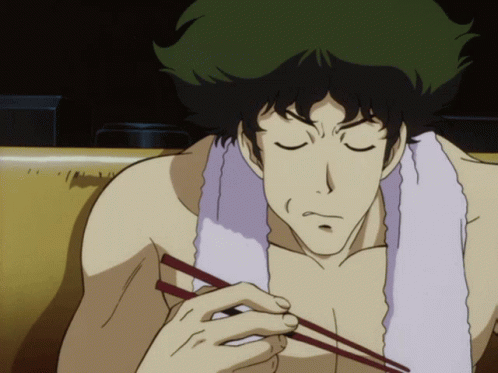 Cowboy Bebop Spike Spiegel Eating With Eyes Closed GIF