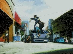 Cowboy Bebop Spike Spiegel On Top Of Car GIF