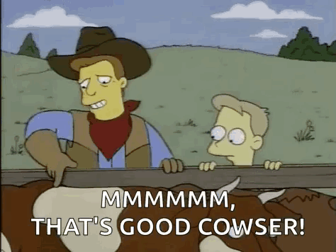 Cowboy Beside Cow and Boy Behind Fence