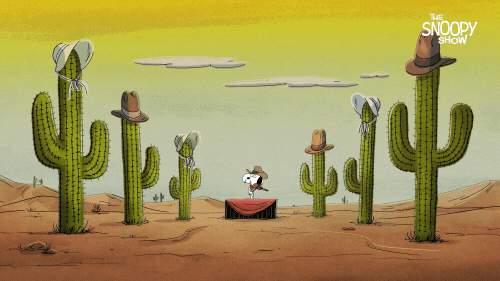 Cowboy Dancing Snoopy In Desert GIF