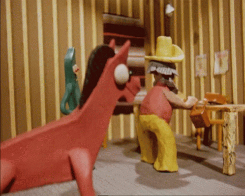 Cowboy Gumby Lost Pony GIF