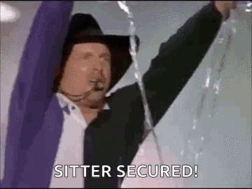 Cowboy Hat And Suit Man Holding Water Bottle GIF