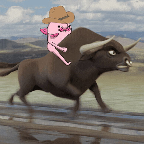 Cowboy Hat Cartoon Rides Bull