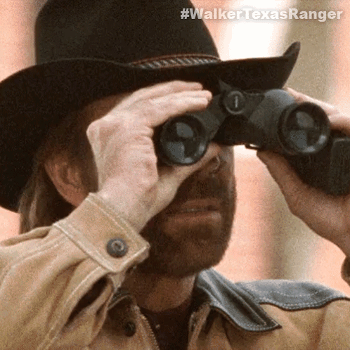 Cowboy Hat Man Looking Through Binoculars #walkertexasranger