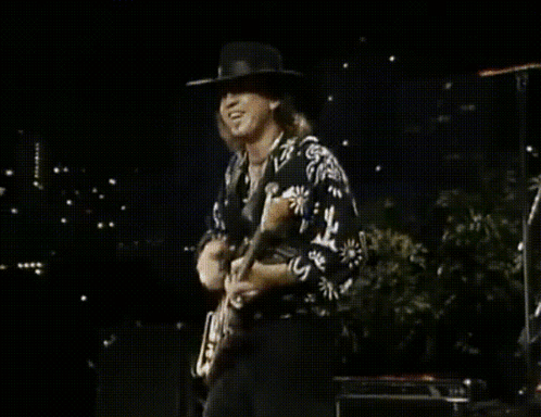 Cowboy Hat Man Playing Guitar With SRV GIF