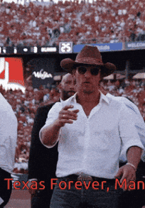 Cowboy Hat Man Saying Texas Forever