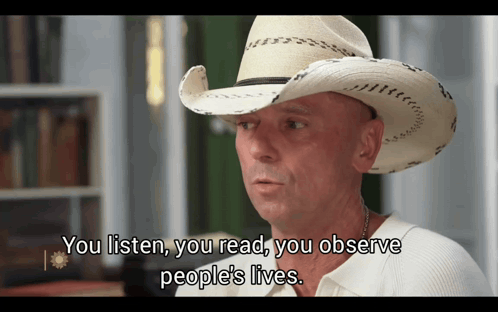 Cowboy Hat Man Talking About Lives GIF