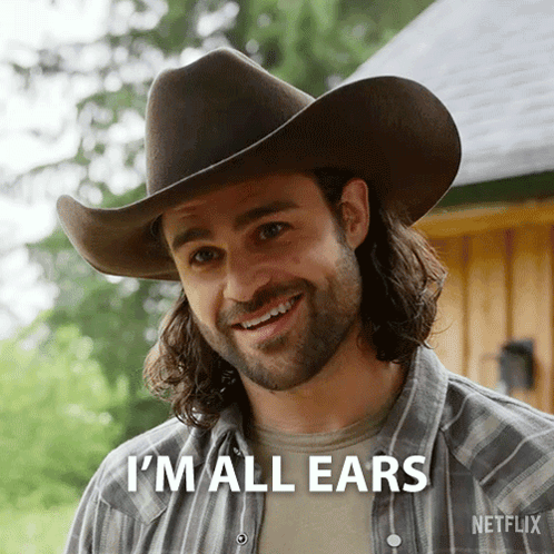 Cowboy Hat Plaid Shirt Man I'm All Ears