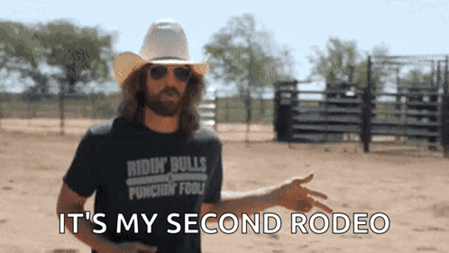Cowboy Hat Sunglasses Man It's My Second Rodeo GIF