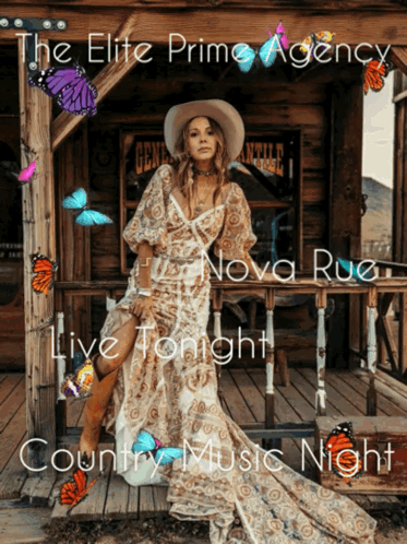 Cowboy Hat Woman With Butterflies Live Tonight Country GIF