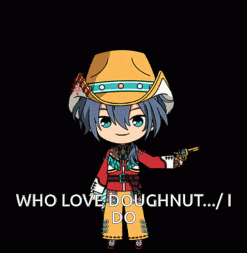 Cowboy Holding Donut and Gun
