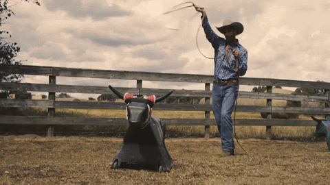 Cowboy Practicing Rope Steering GIF