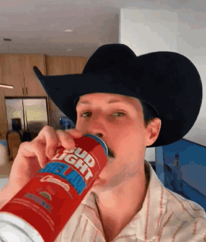 Cowboy Yum Drinking Bud Light GIF