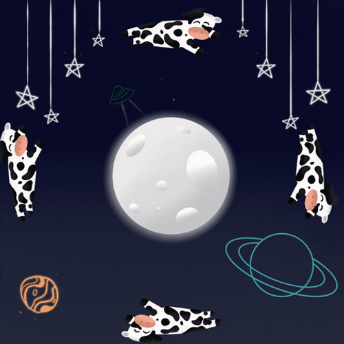 Cows Around Flying The Moon GIF