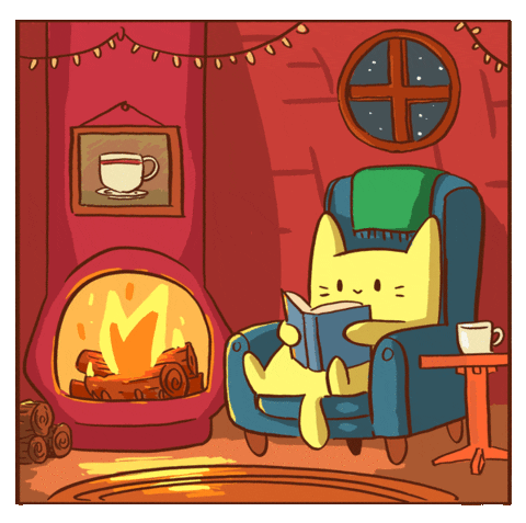 Cozy Cat Coffee Reading GIF