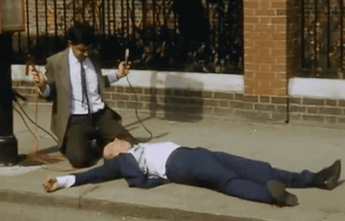 Mr Bean Electrify Cpr On Man GIF