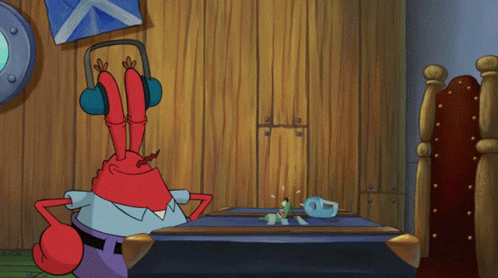 Crab Wearing Headphones Next to SpongeBob