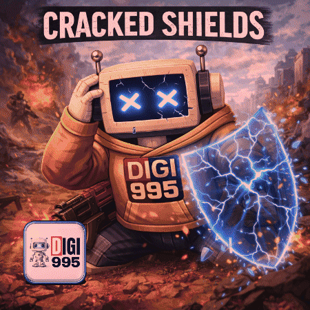 Cracked Shields Poster Robot With Shield GIF