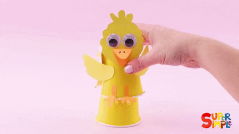 Crafted Paper Chicken Boing Cup GIF