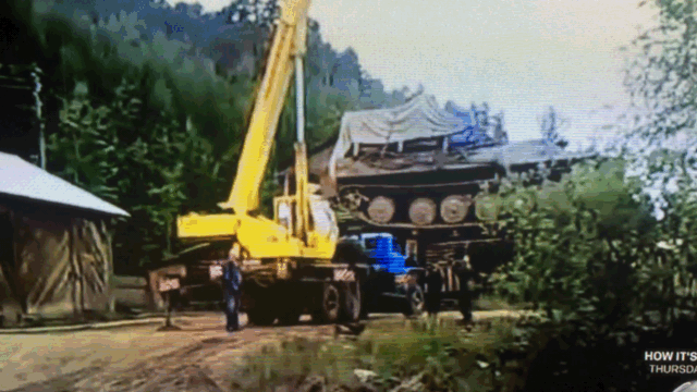 Crane Carrying Tank GIF