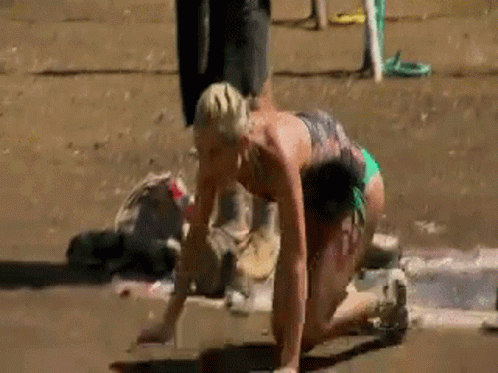 Crawling Lady At The Beach GIF