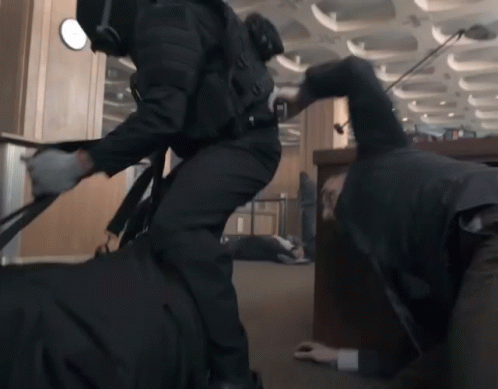 Crawling Man with Man in Black Suit