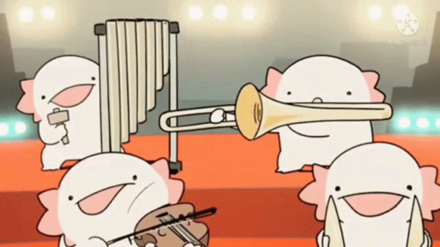 Crazy Axolotl Playing Instrument GIF