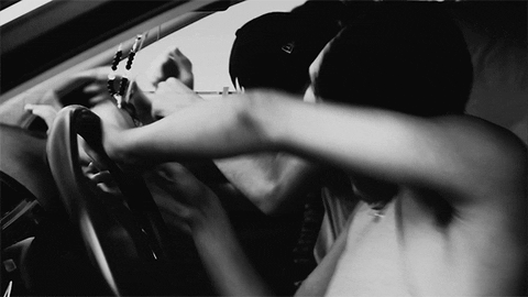 Crazy Driver Black And White GIF