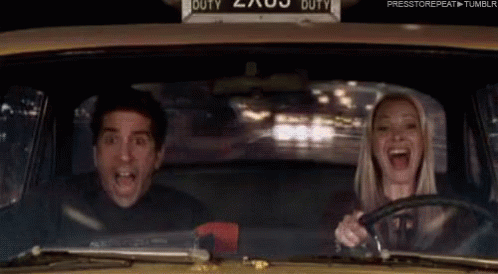 Crazy Driver Friends Phoebe Buffay And Ross Geller GIF