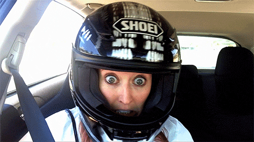 Crazy Driver Woman Wearing Helmet GIF
